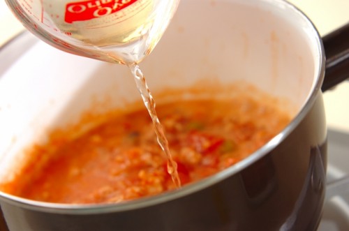 鶏ひき肉と豆のスープ煮の作り方2