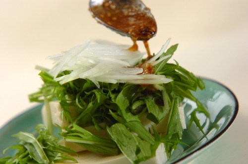 豆腐と水菜のサラダの作り方1