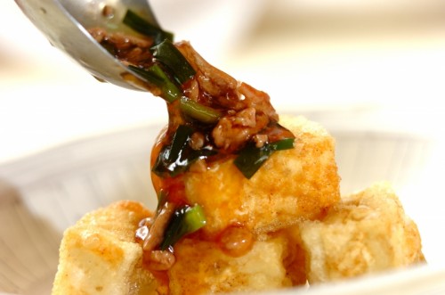 揚げ豆腐のそぼろあんかけの作り方4