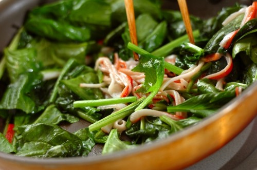 ホウレン草と卵のオイスター炒めの作り方1